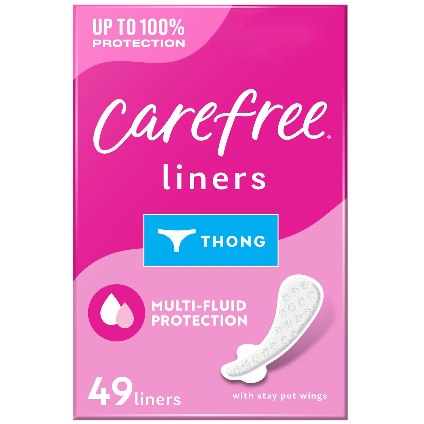 Carefree Thong Panty Liners - Unwrapped, Unscented