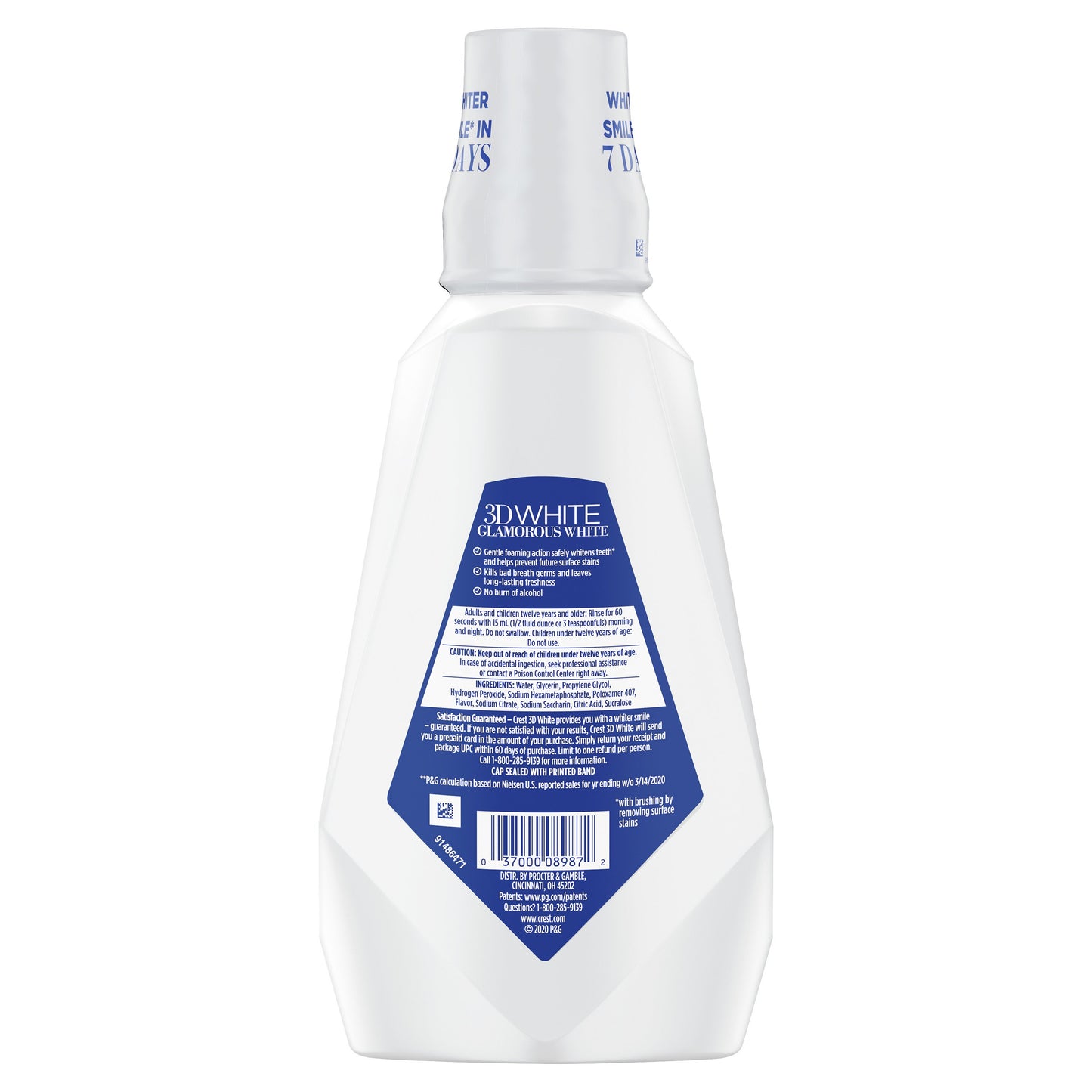 Crest 3D White Glamorous White Multi-Care Whitening Mouthwash - Fresh Mint