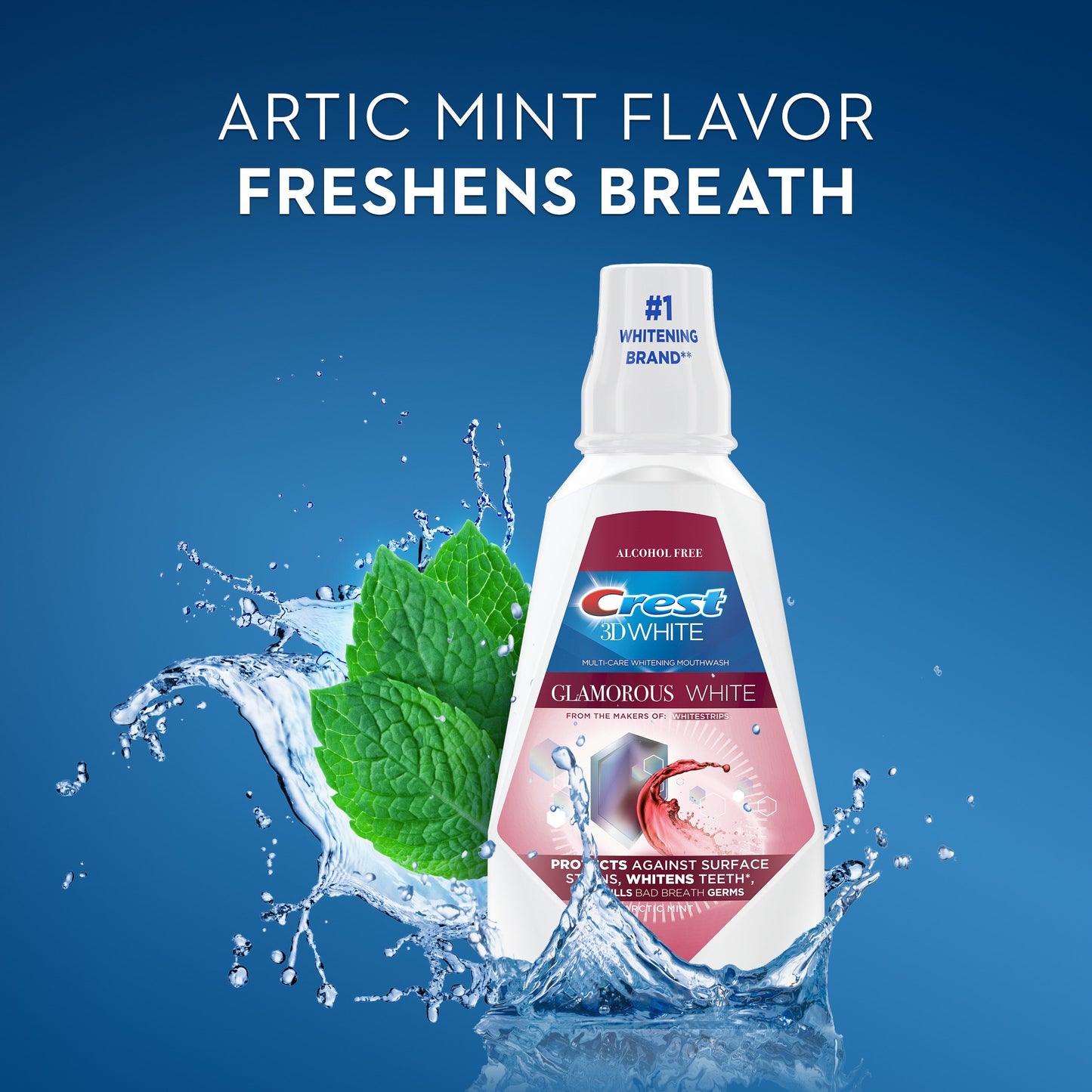Crest 3D White Glamorous White Multi-Care Whitening Mouthwash - Fresh Mint