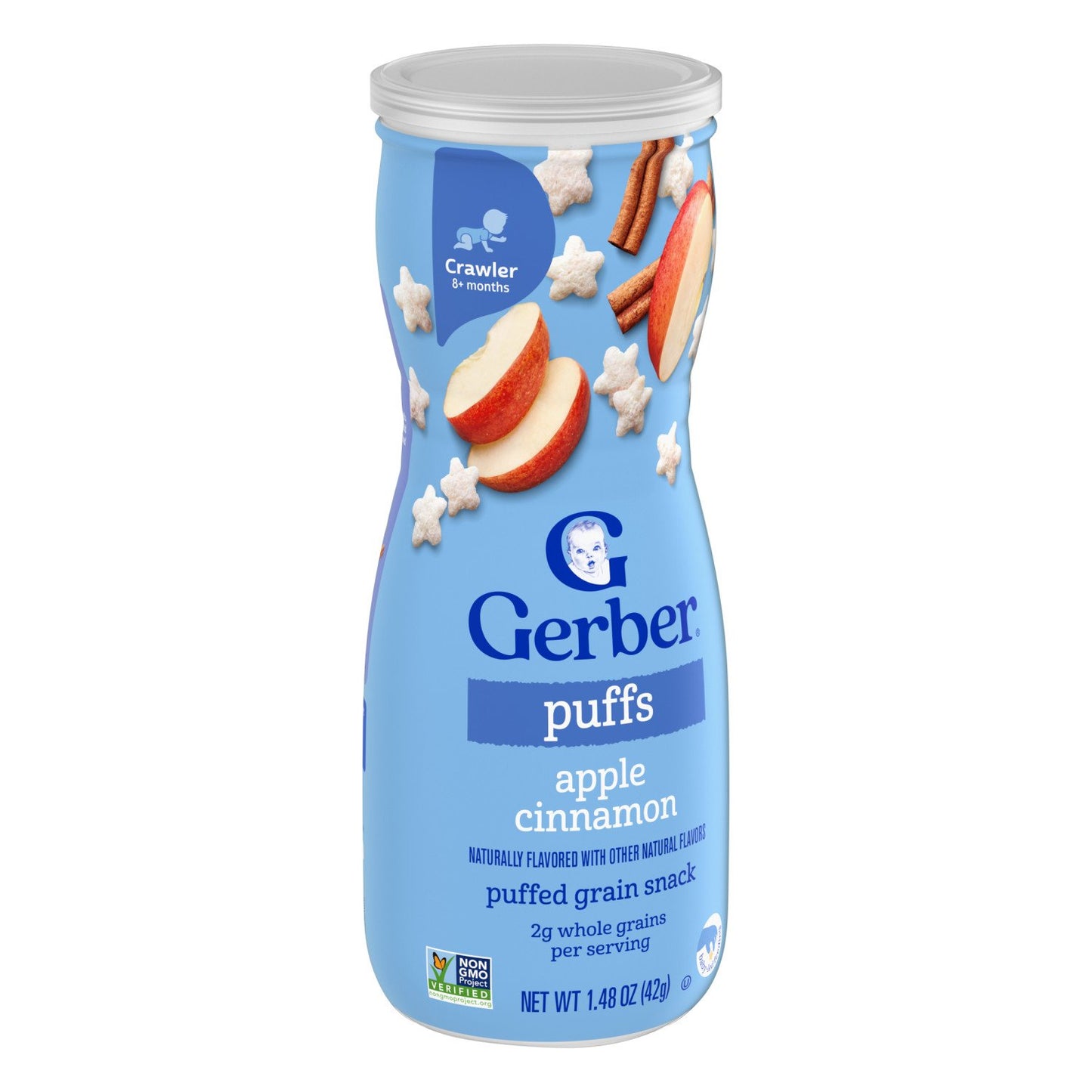 Gerber Stage 3 Baby Snacks - Apple Cinnamon Puffs for Led Feeding