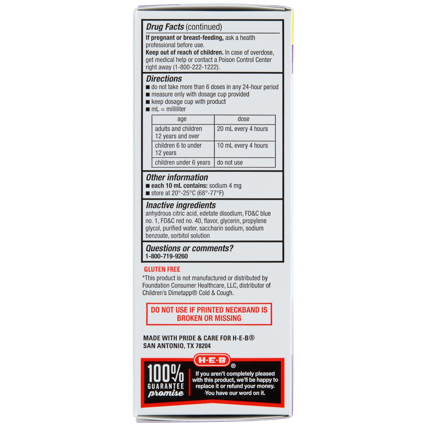 H-E-B Children’s Cold & Cough Multi-Symptom Liquid – Grape