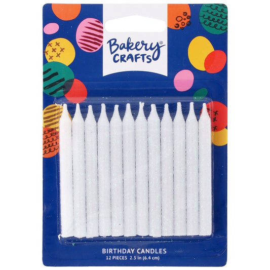 Bakery Crafts White Glitter Birthday Candles