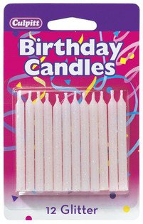 Bakery Crafts White Glitter Birthday Candles