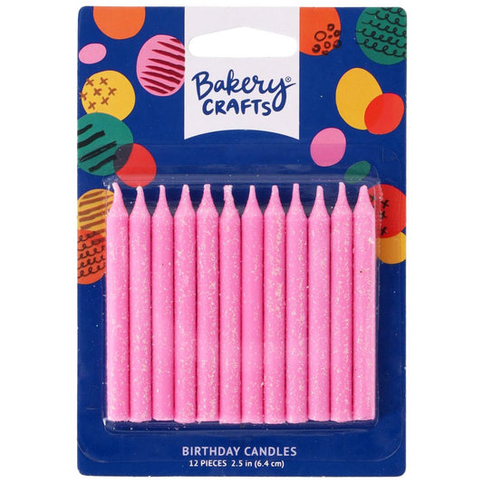 Bakery Crafts Pink Glitter Birthday Candles