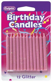 Bakery Crafts Pink Glitter Birthday Candles