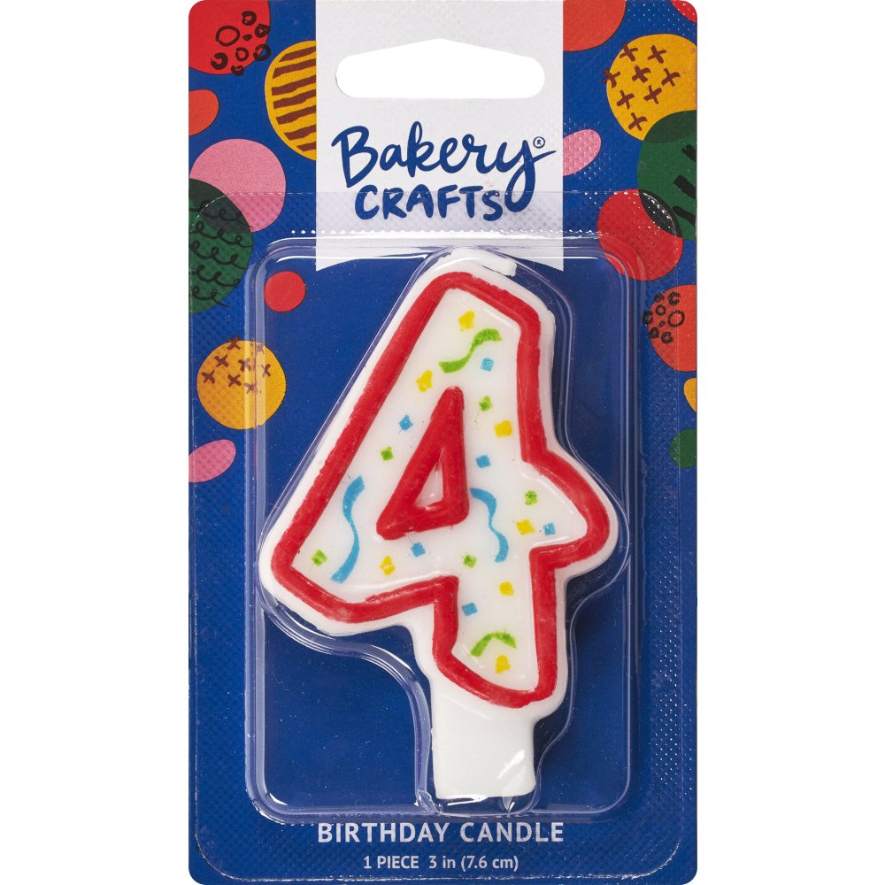 Bakery Crafts Red Numeral "4" Birthday Candle