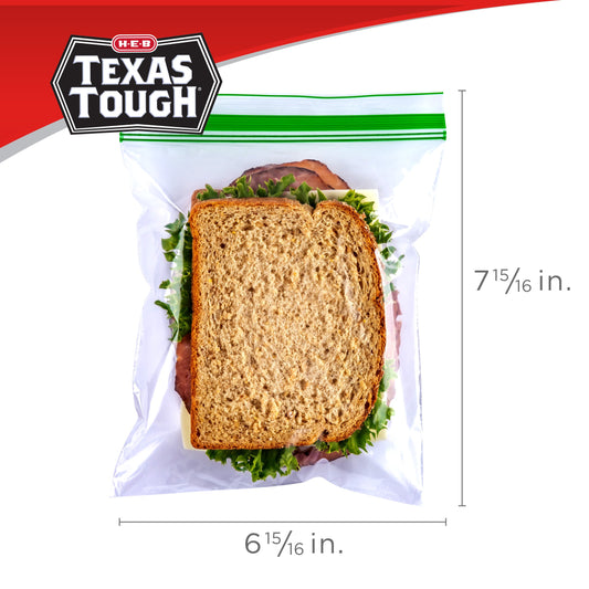 H-E-B Texas Tough Double Zipper Sandwich Bags - Jumbo