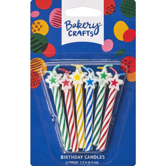Bakery Crafts Assorted Color Spiral Star Birthday Candles