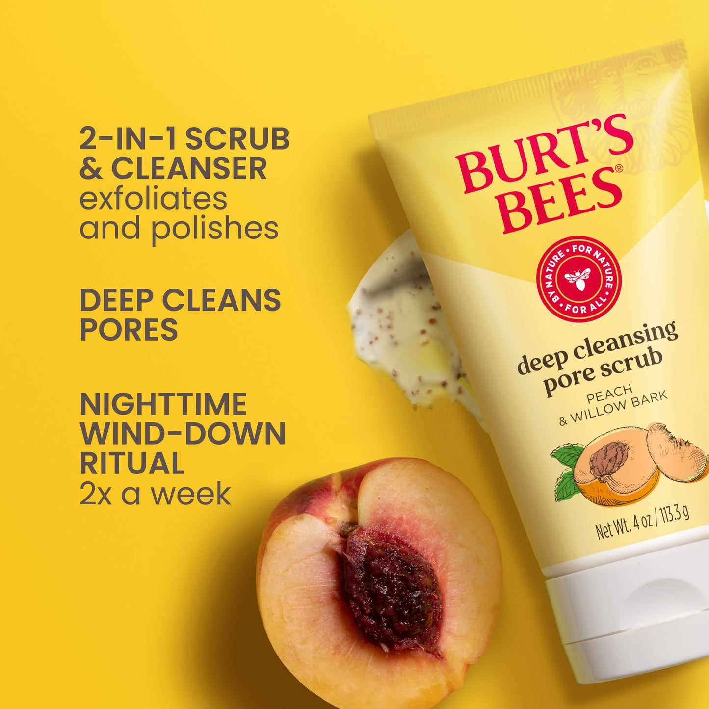 Burt's Bees Deep Cleansing Poor Scrub with Peach & Willow Bark