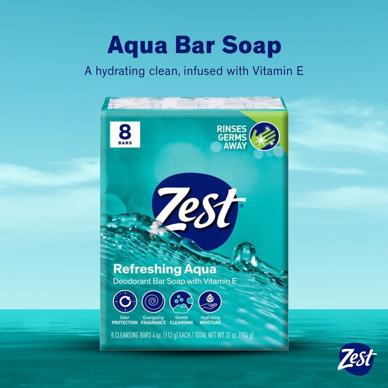Zest Aqua Family Deodorant Bars 8 ct