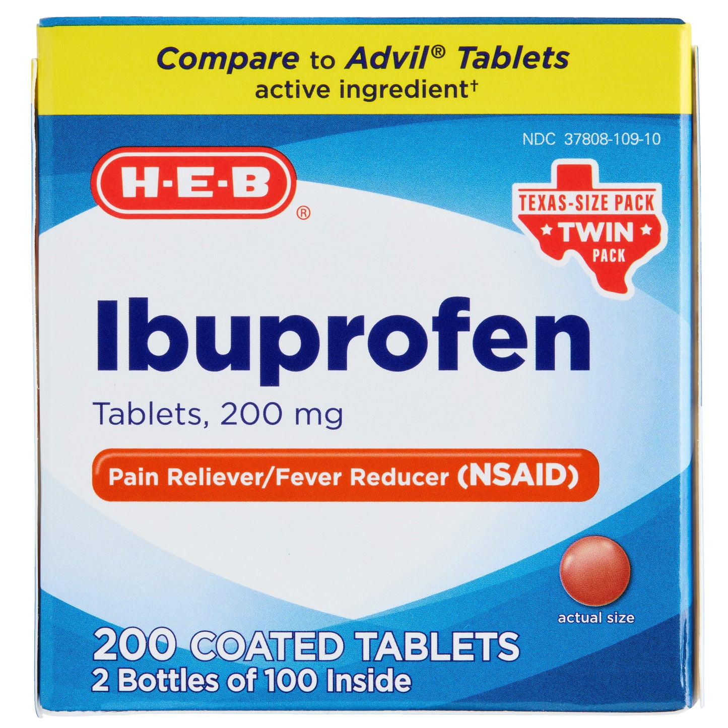 H-E-B Ibuprofen Fever & Pain Relief Coated Tablets – 200 mg Twin Pack