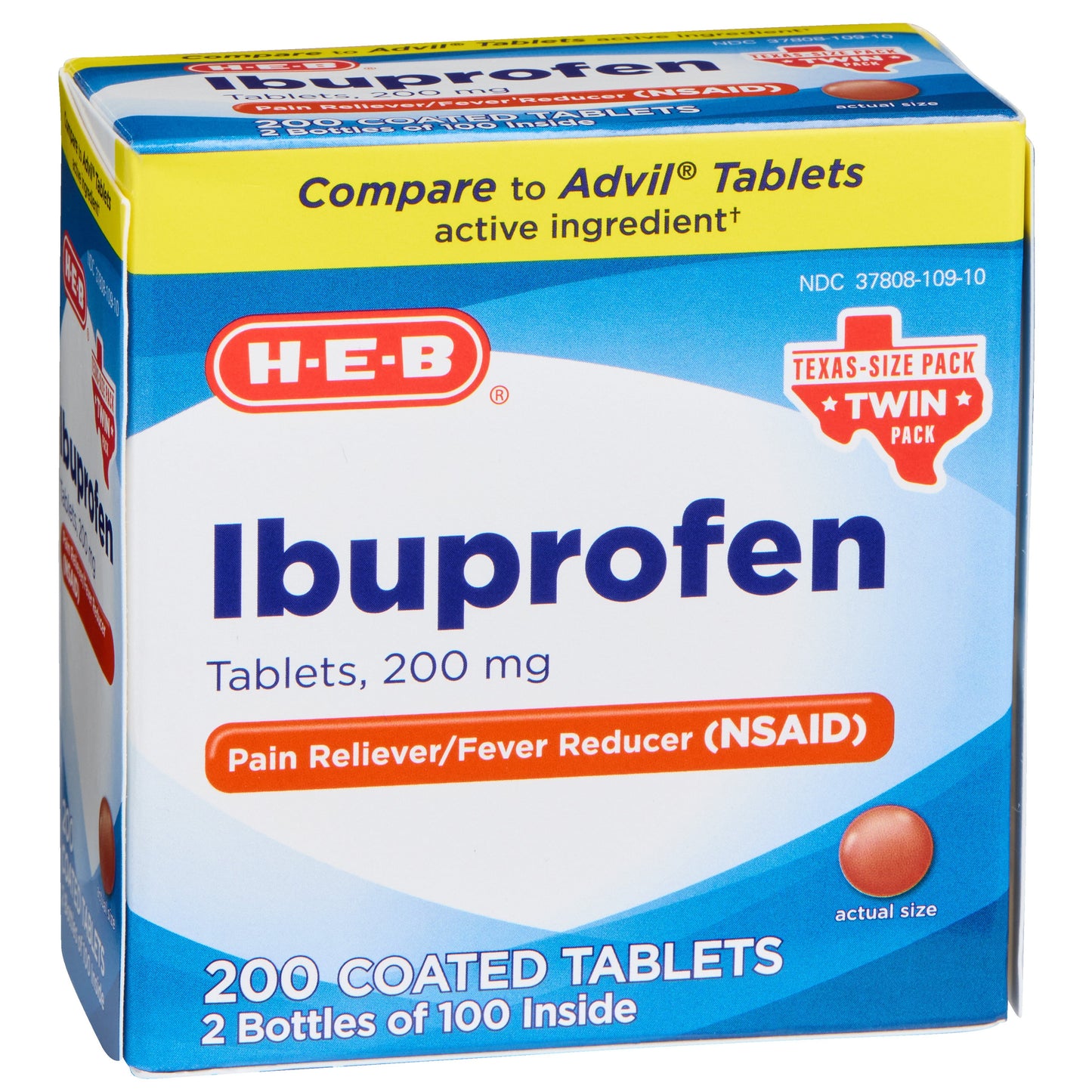 H-E-B Ibuprofen Fever & Pain Relief Coated Tablets – 200 mg Twin Pack