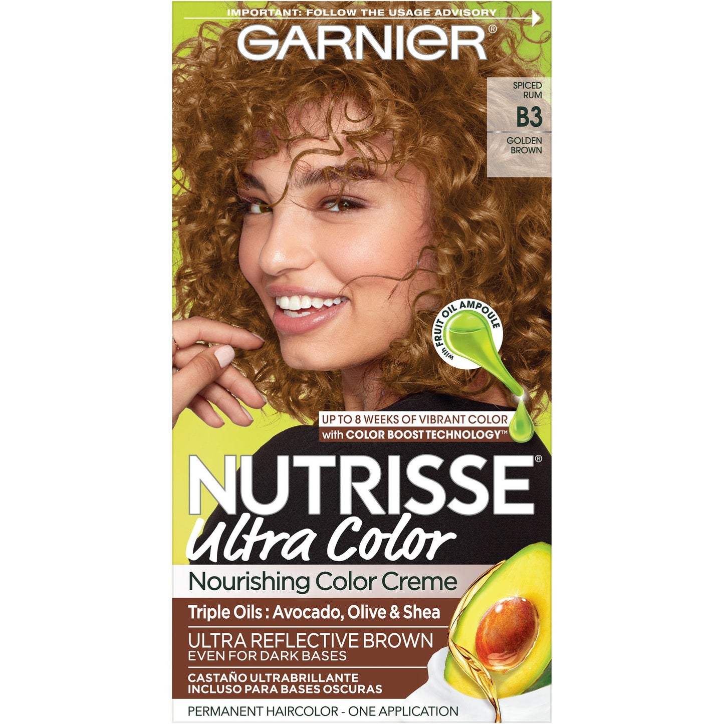 Garnier Nutrisse Ultra Color Nourishing Bold Permanent Hair Color Creme B3 Golden Brown