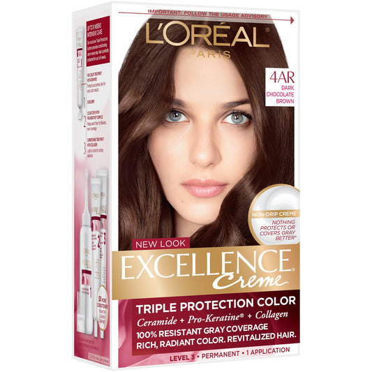 L'Oréal Paris Excellence Créme Permanent Hair Color, 4AR Dark Chocolate Brown