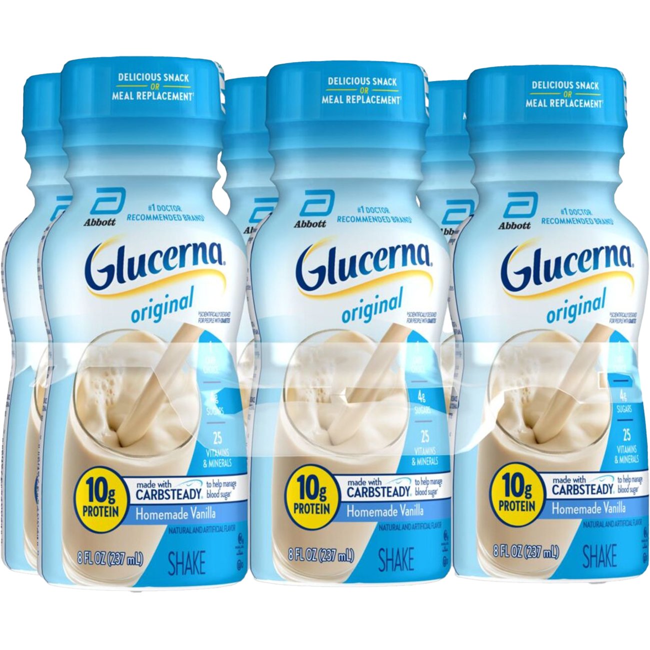 Glucerna 10g Protein Diabetes Nutritional Shakes 6 pk Bottles - Homemade Vanilla