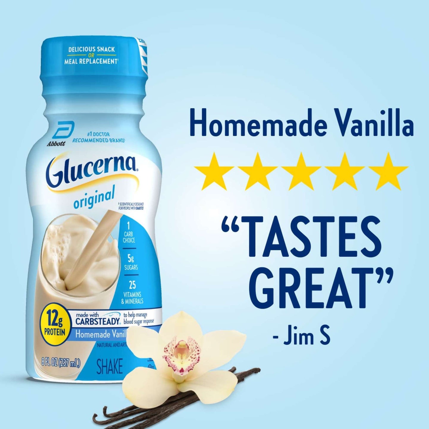Glucerna 10g Protein Diabetes Nutritional Shakes 6 pk Bottles - Homemade Vanilla