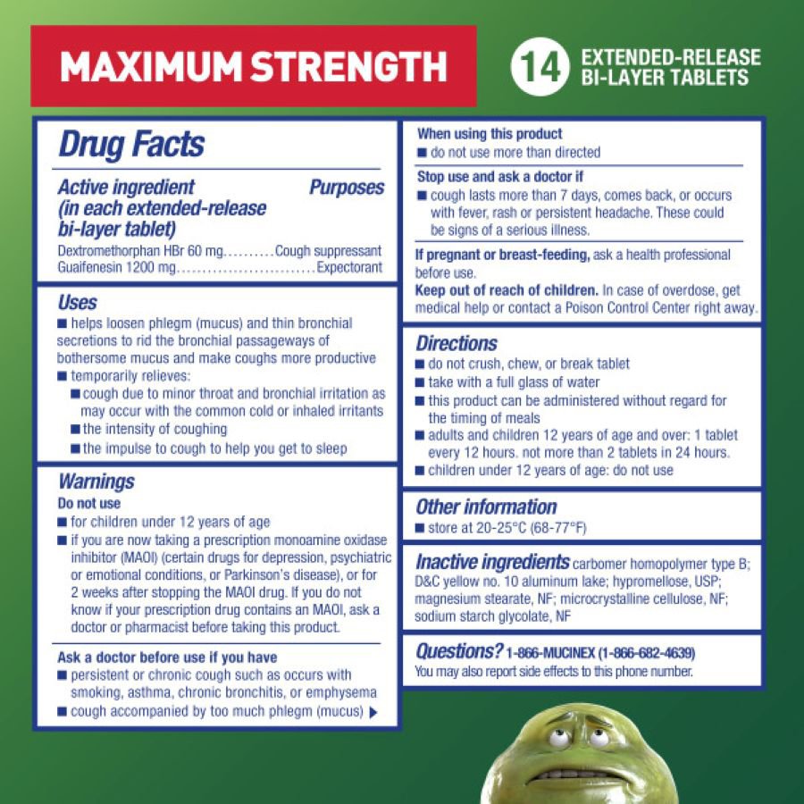 Mucinex DM Maximum Strength 12-Hour Expectorant and Cough Suppressant Tablets