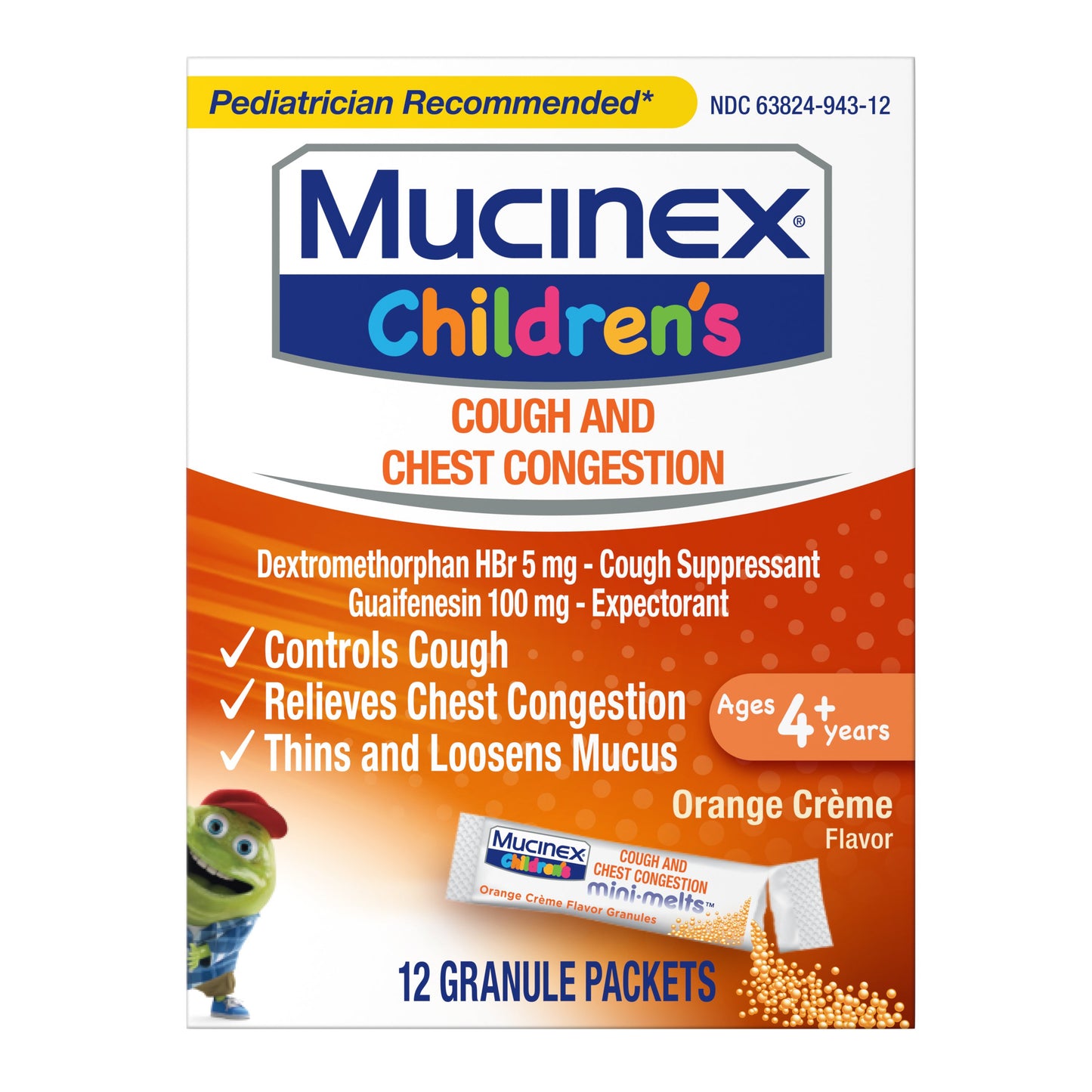 Mucinex Children's Mini-Melts - Cough and Chest Congestion Orange Crème