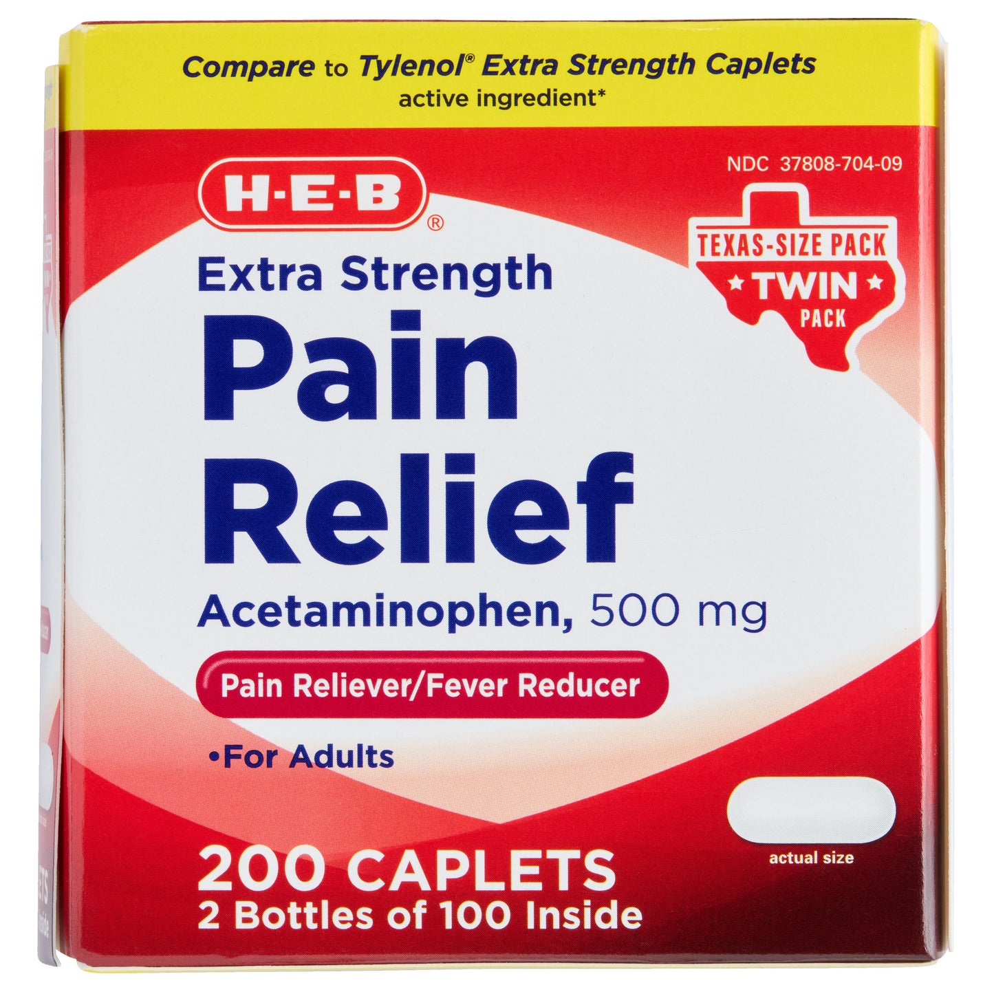 H-E-B Acetaminophen Fever & Pain Relief Caplets – 500 mg Twin Pack