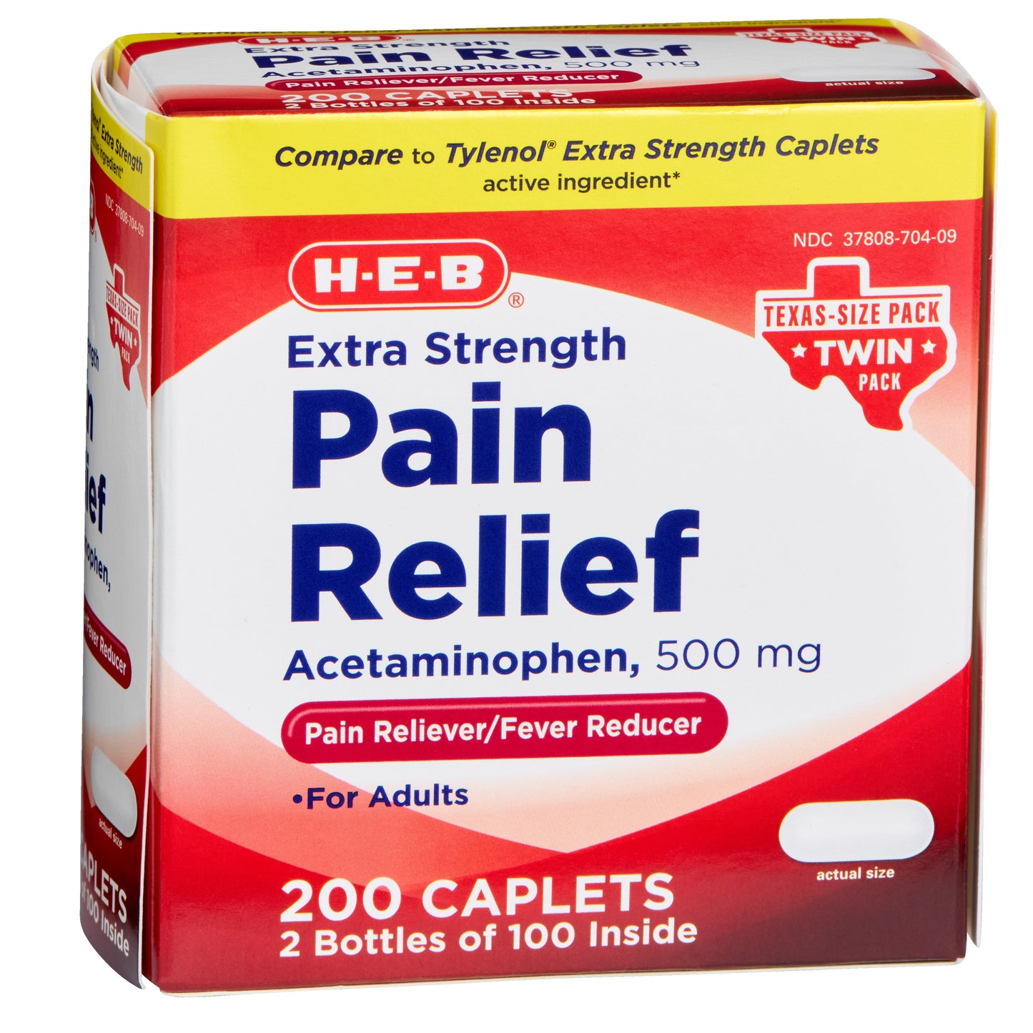 H-E-B Acetaminophen Fever & Pain Relief Caplets – 500 mg Twin Pack