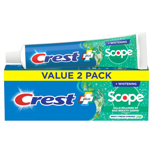 Crest Complete + Scope Whitening Toothpaste - Minty Fresh Striped, 2 Pk