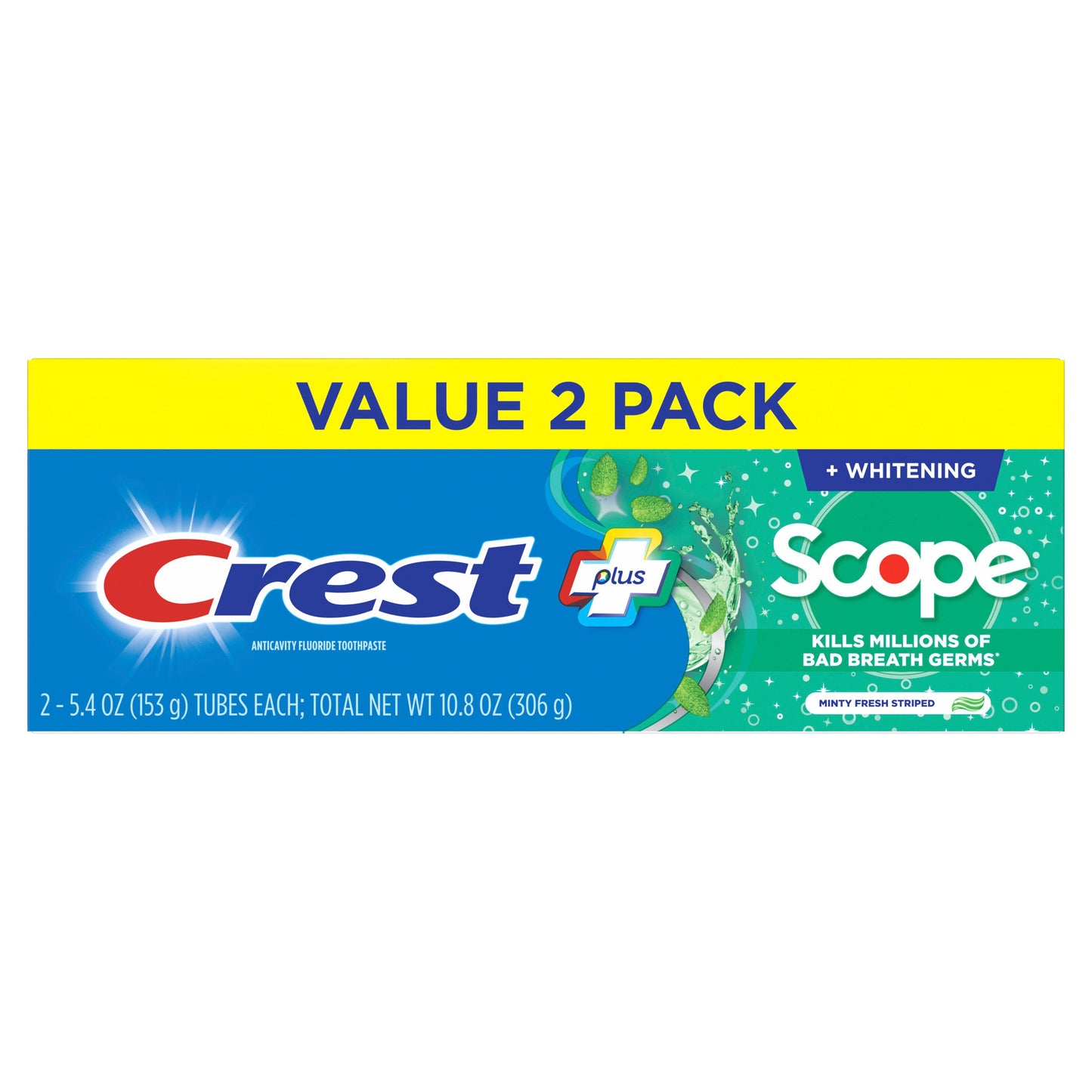 Crest Complete + Scope Whitening Toothpaste - Minty Fresh Striped, 2 Pk