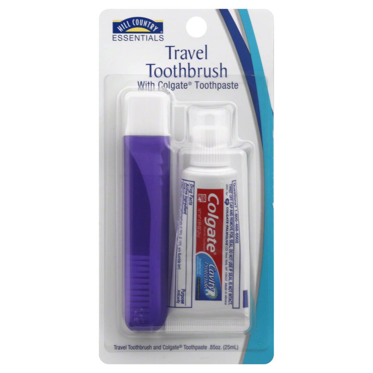 Hill Country Essentials Travel Size Toothbrush With Colgate Toothpaste - Assorted