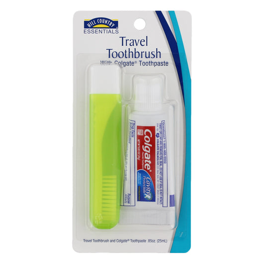 Hill Country Essentials Travel Size Toothbrush With Colgate Toothpaste - Assorted