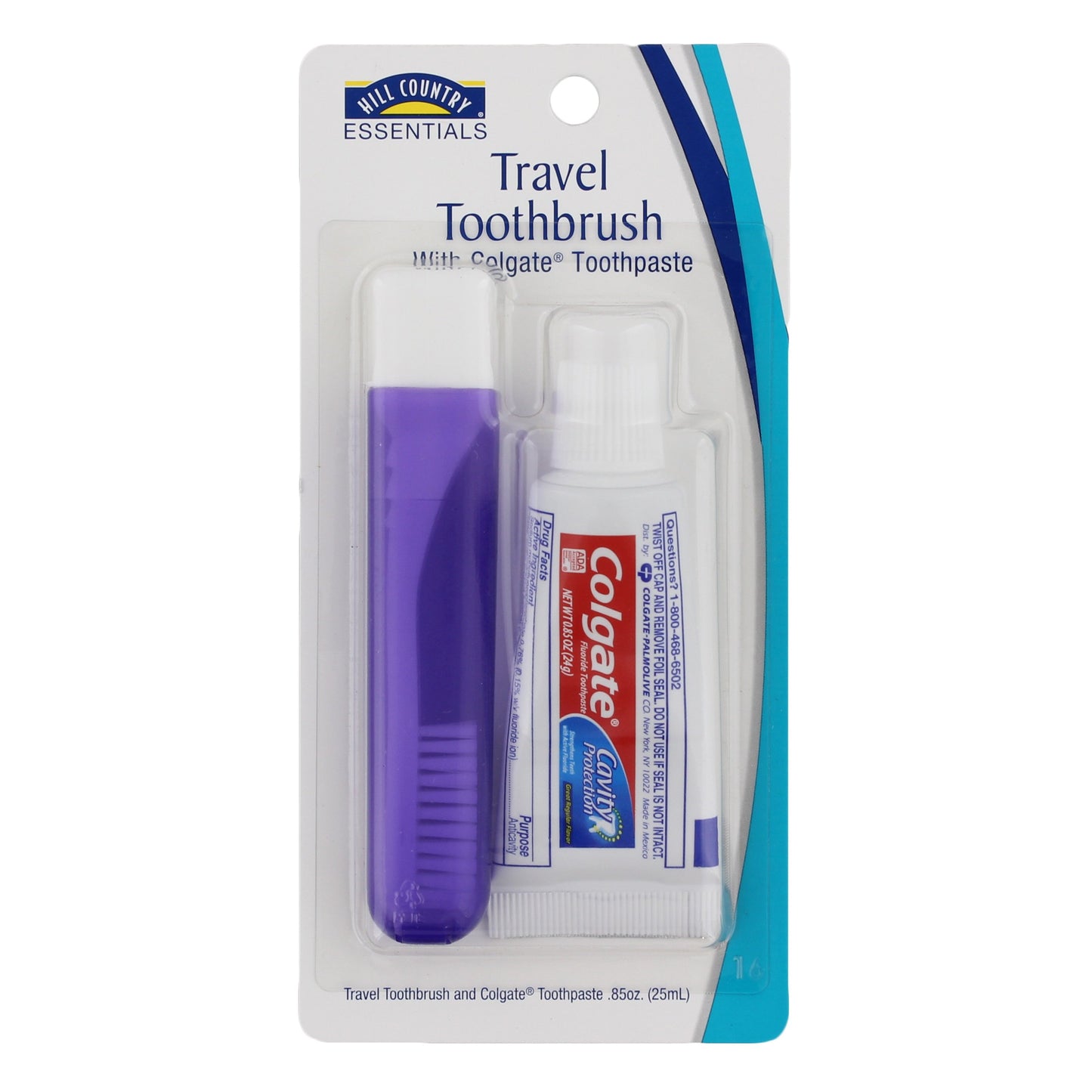 Hill Country Essentials Travel Size Toothbrush With Colgate Toothpaste - Assorted