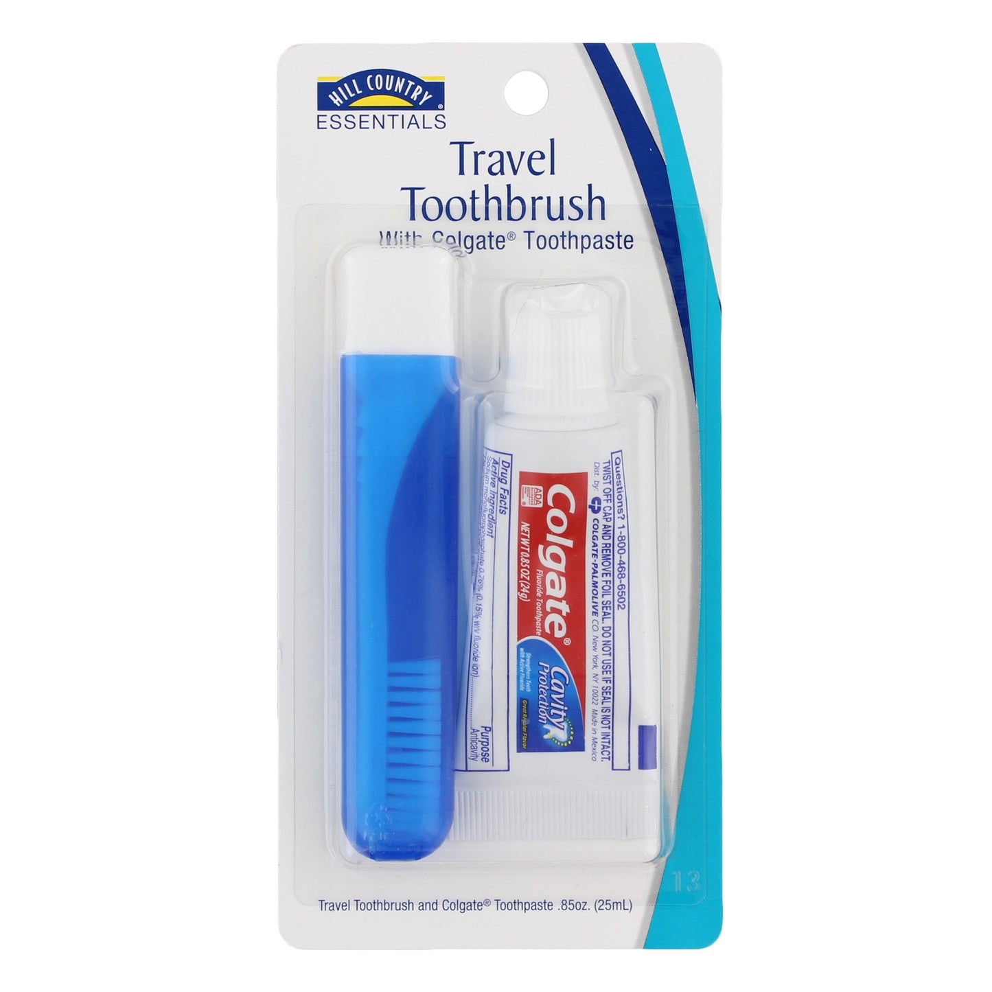 Hill Country Essentials Travel Size Toothbrush With Colgate Toothpaste - Assorted