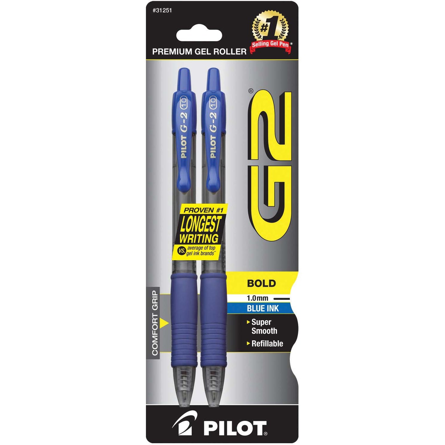 Pilot G2 1.0mm Retractable Gel Pens - Blue Ink