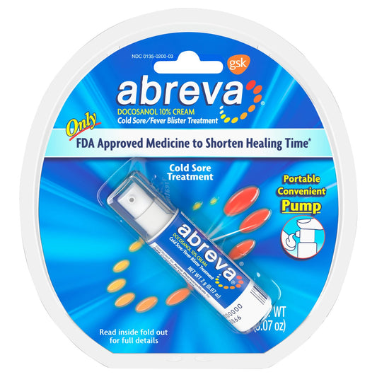 Abreva Docosanol 10% Cream Cold Sore Treatment, Fever Blister and Cold Sore Cream