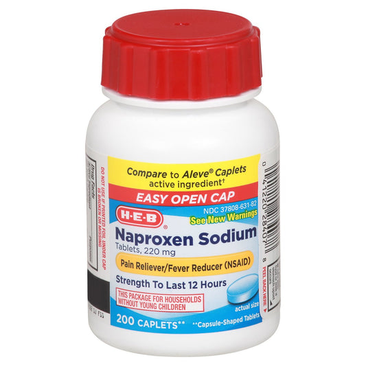 H-E-B Naproxen Sodium Fever & Pain Relief Caplets – 220 mg