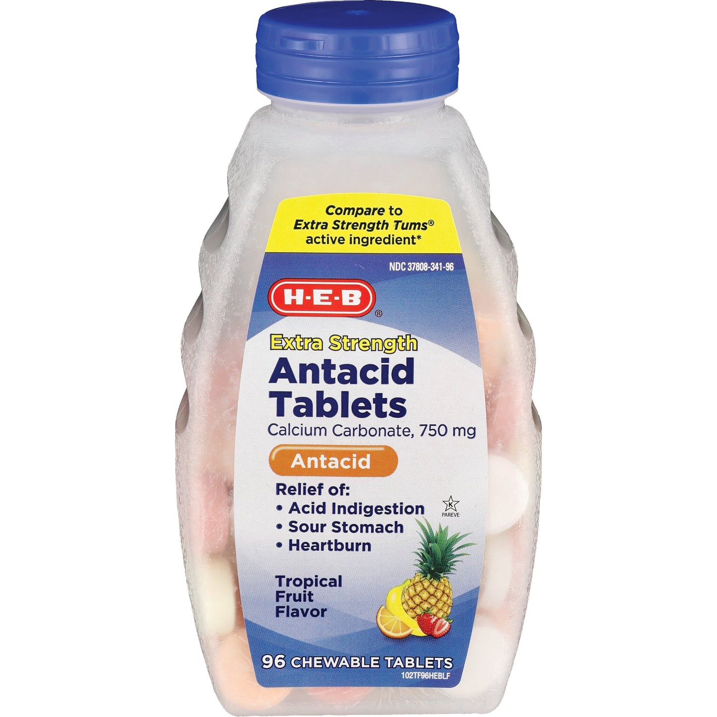 H-E-B Calcium Carbonate Tablets - Tropical Fruit, 750 mg