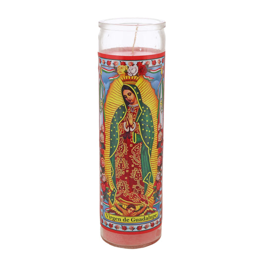 Reed Candle Virgen de Guadalupe Religious Candle - Pink Wax