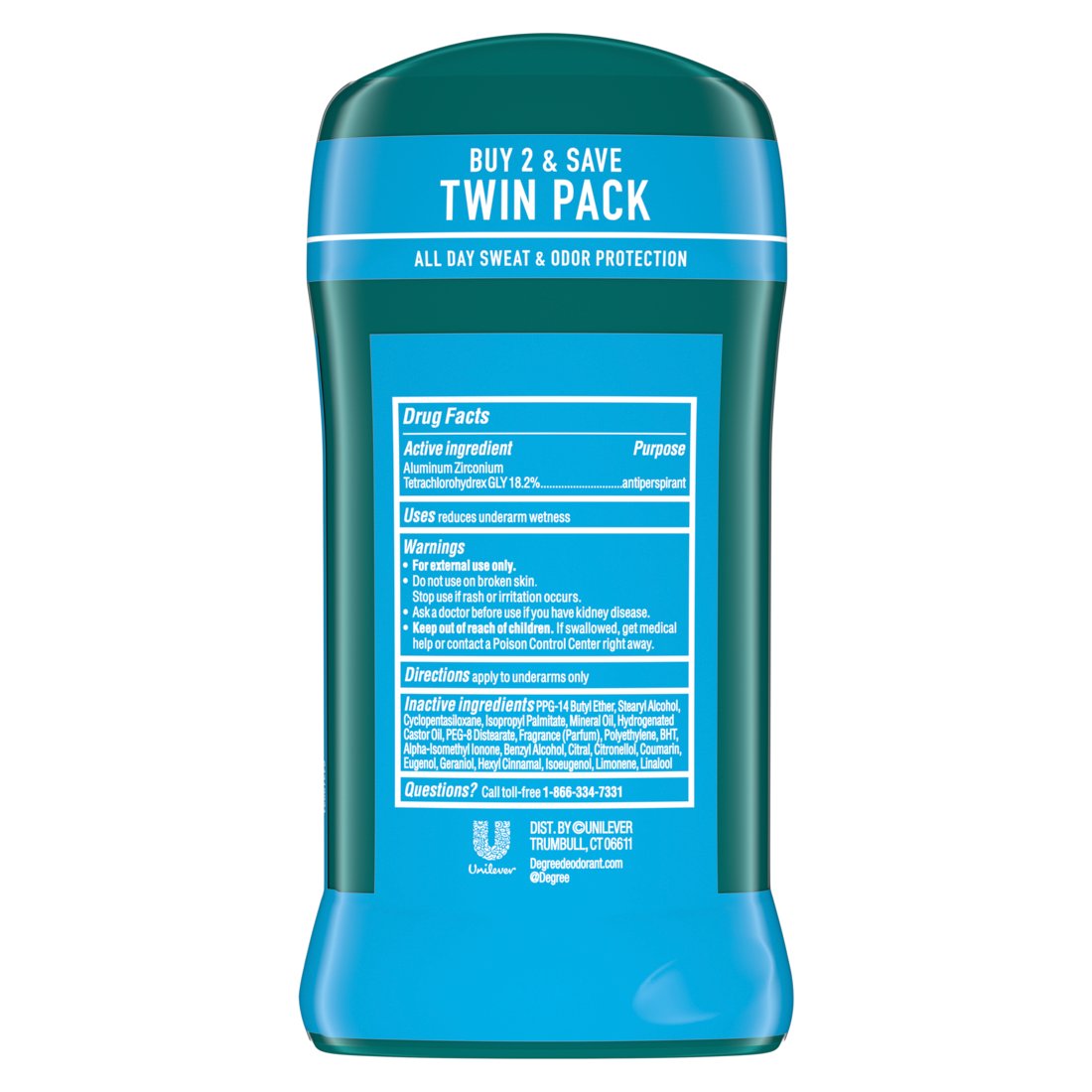 Degree Men 48 Hr Antiperspirant Solid Deodorant - Cool Rush, 2 pk