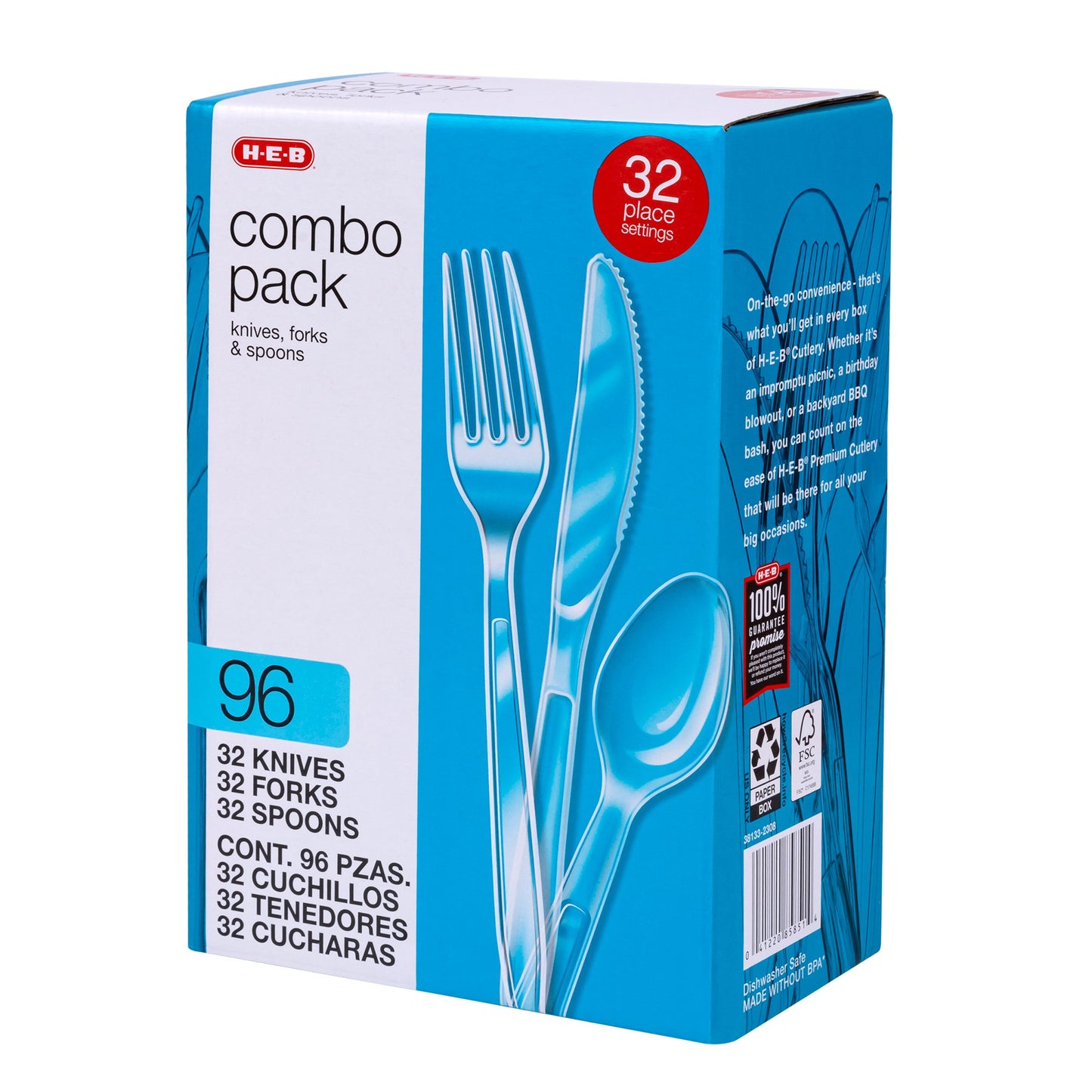 H-E-B Plastic Knives, Forks & Spoons Combo Pack - Clear
