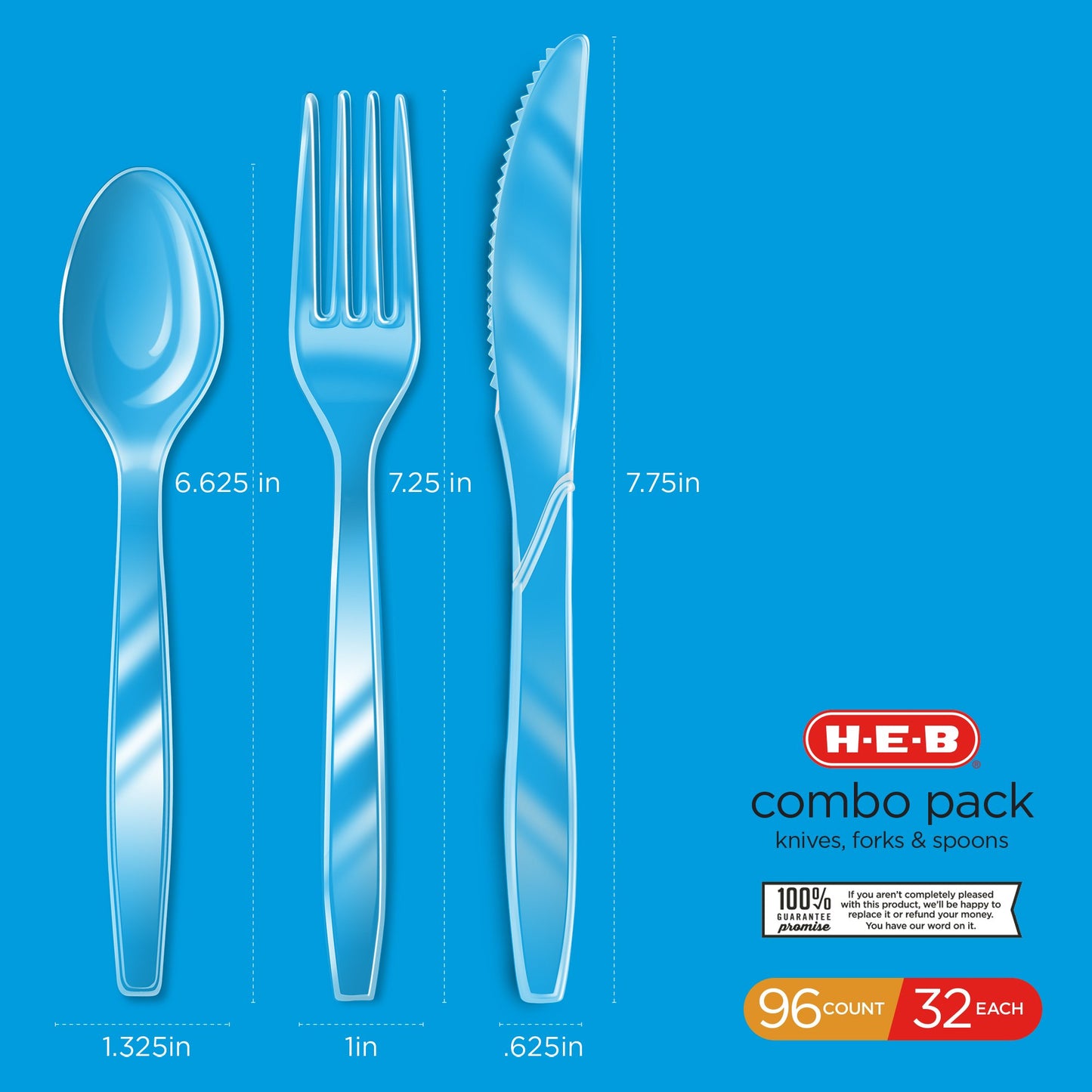 H-E-B Plastic Knives, Forks & Spoons Combo Pack - Clear
