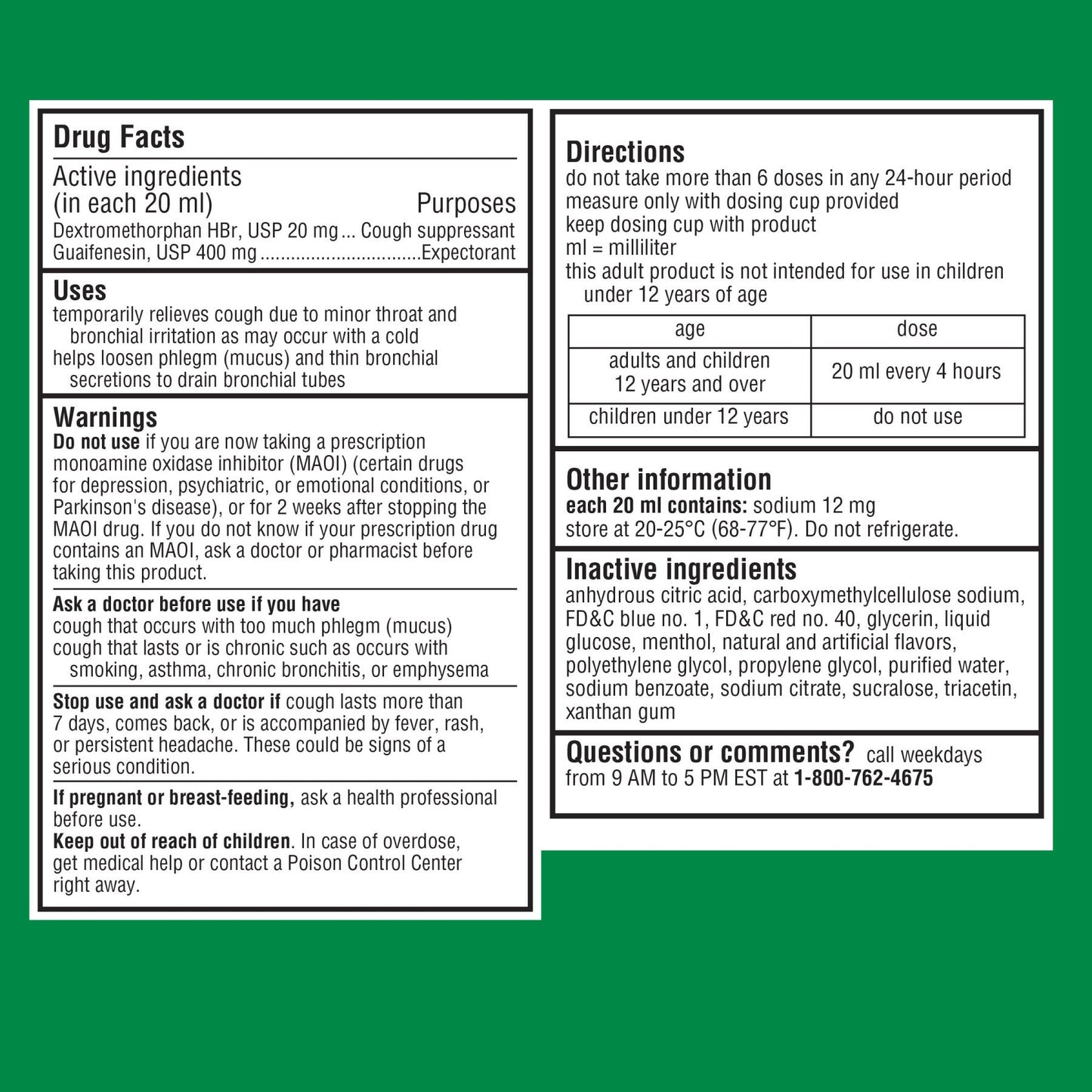 Robitussin Adult Maximum Strength Cough + Chest Congestion DM Max (4 fl. oz. Bottle), Cough Suppressant & Expectorant, Raspberry Flavor