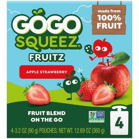 GoGo squeeZ No Sugar Added Apple Strawberry Applesauce & Fruit Puree Pouches