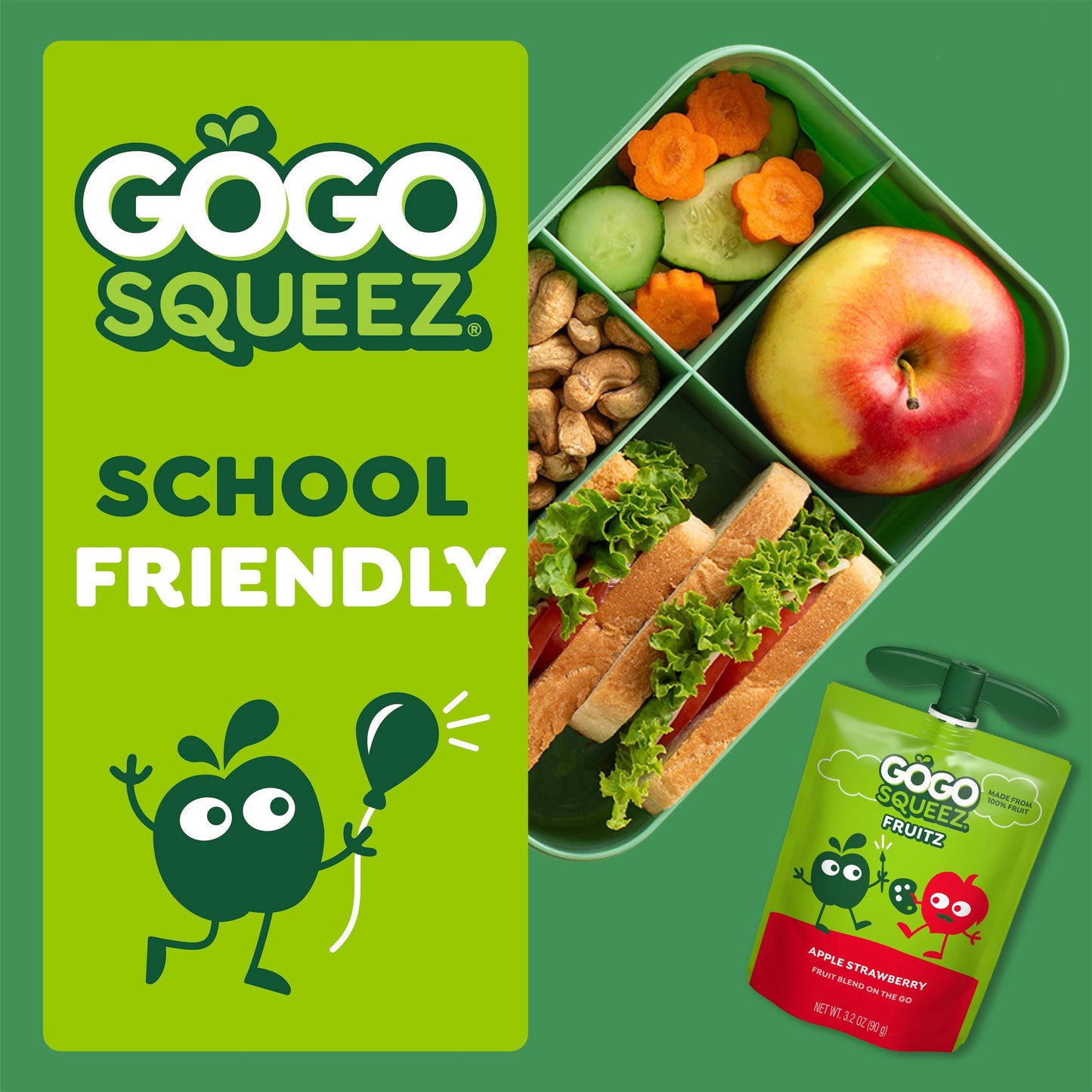 GoGo squeeZ No Sugar Added Apple Strawberry Applesauce & Fruit Puree Pouches
