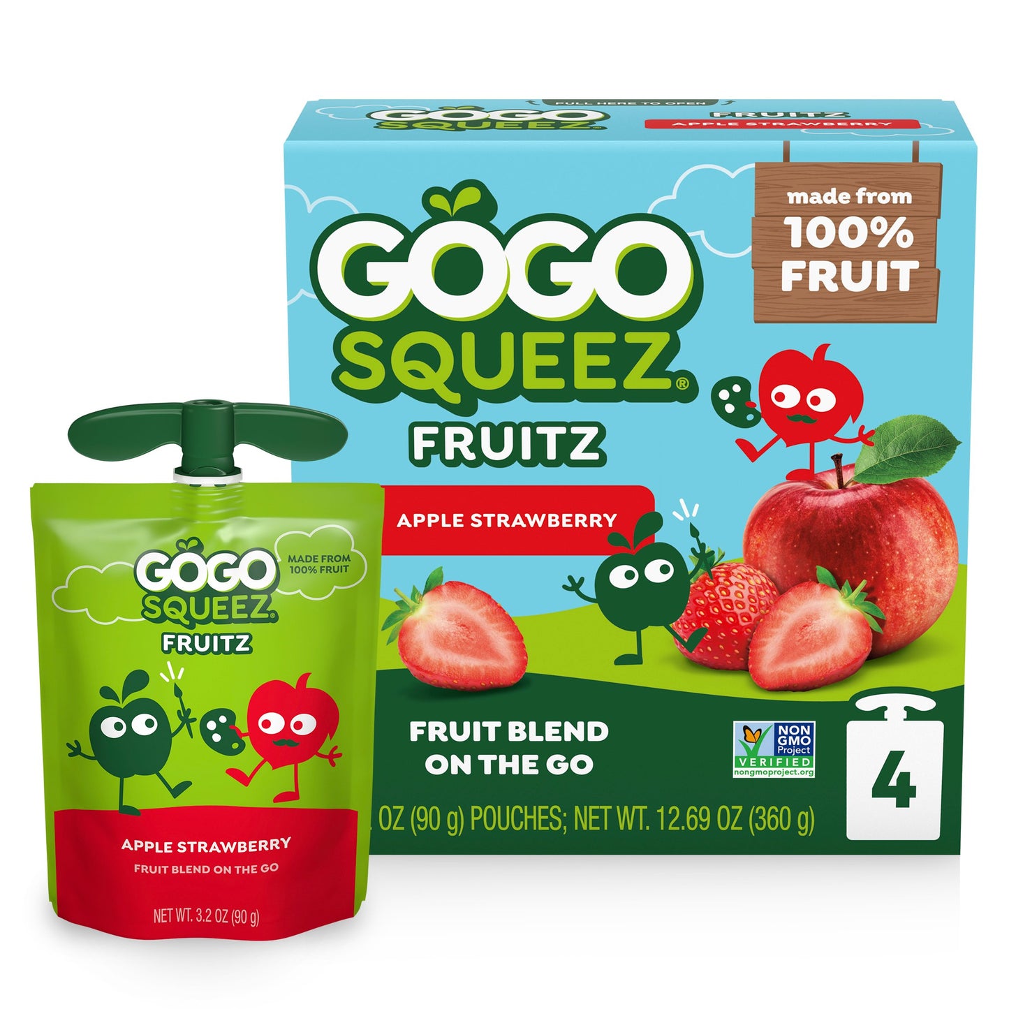 GoGo squeeZ No Sugar Added Apple Strawberry Applesauce & Fruit Puree Pouches