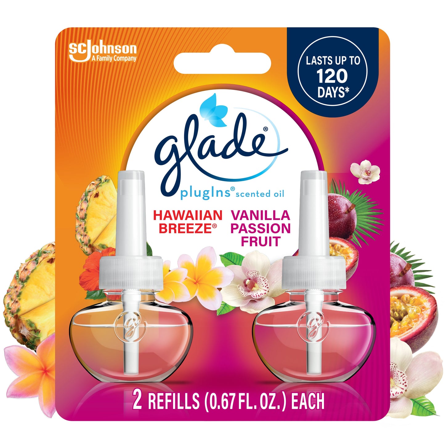 Glade PlugIns Scented Oil Air Freshener Refills - Hawaiian Breeze & Vanilla Passion Fruit
