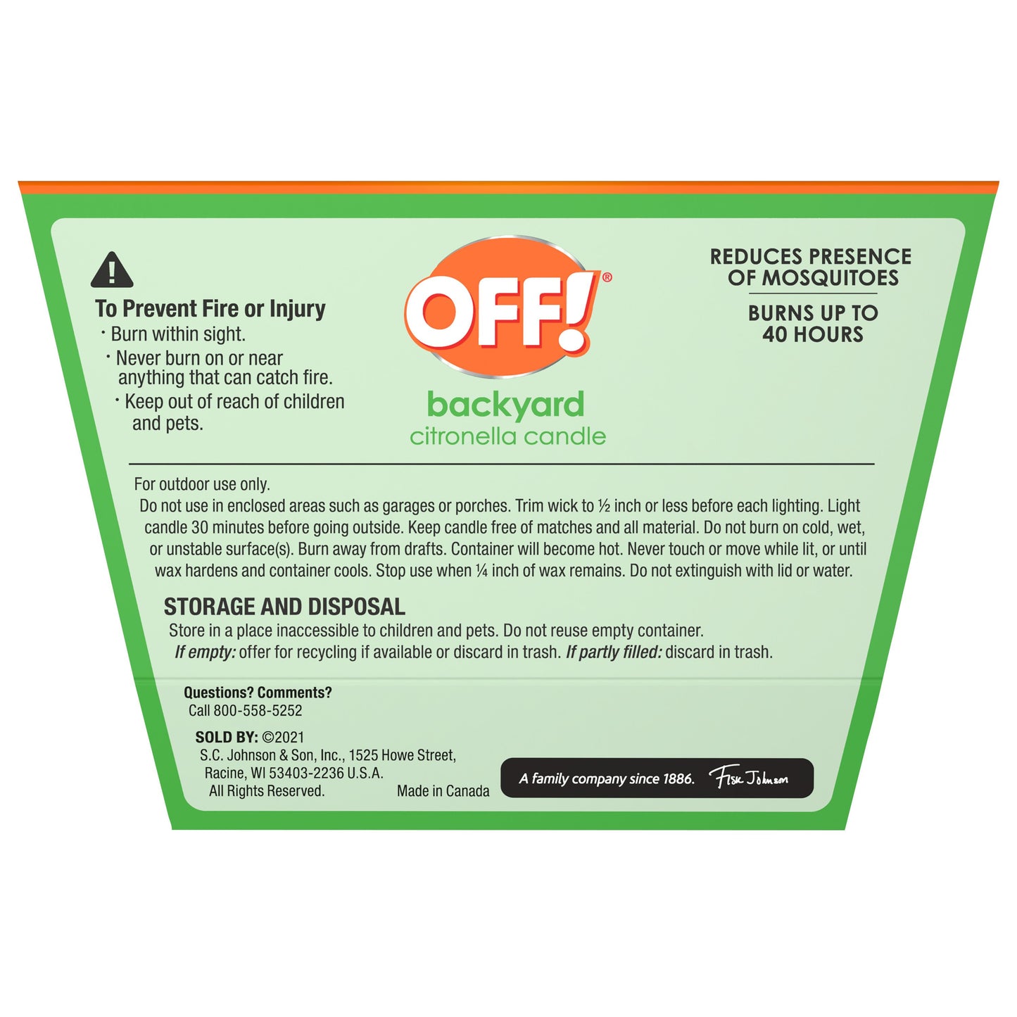 Off! Backyard Citronella Scented Candle