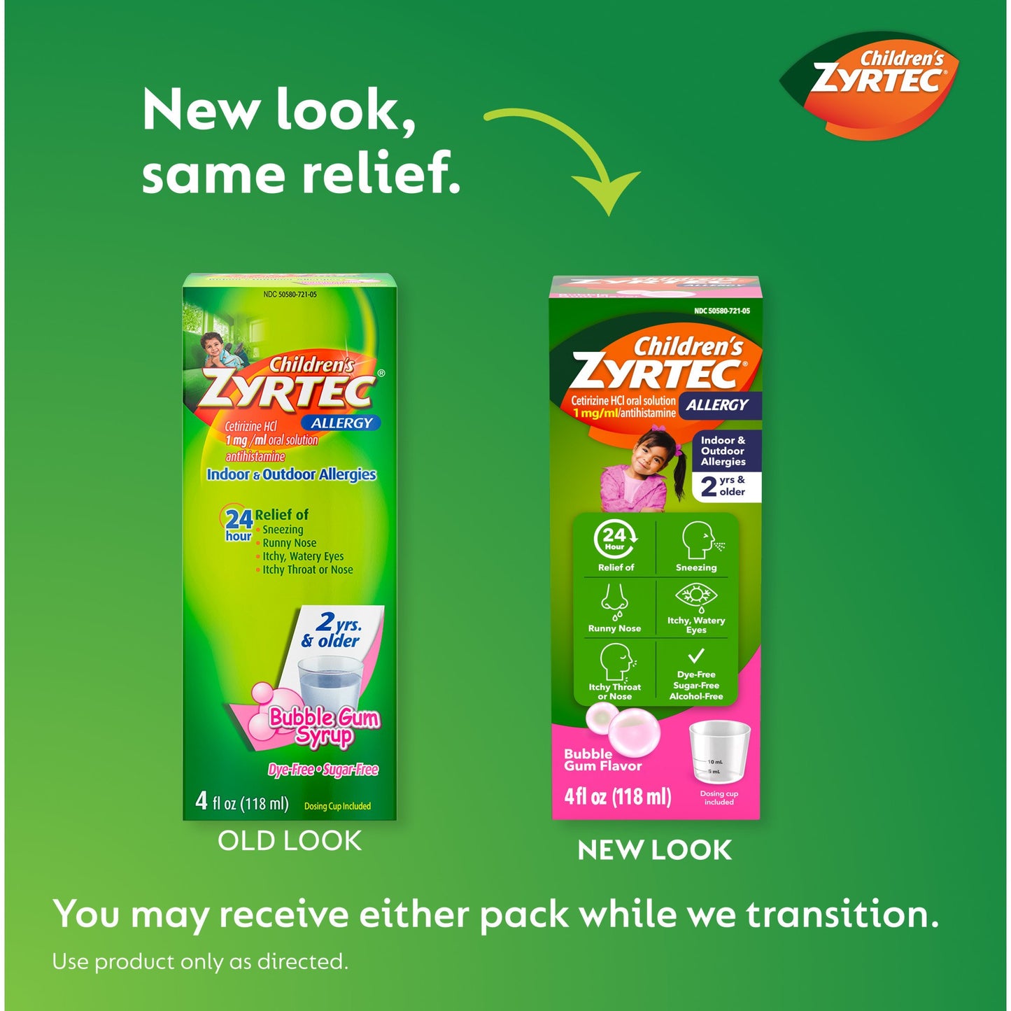 Children's Zyrtec 24Hour Children's Allergy Relief Syrup, Bubble Gum