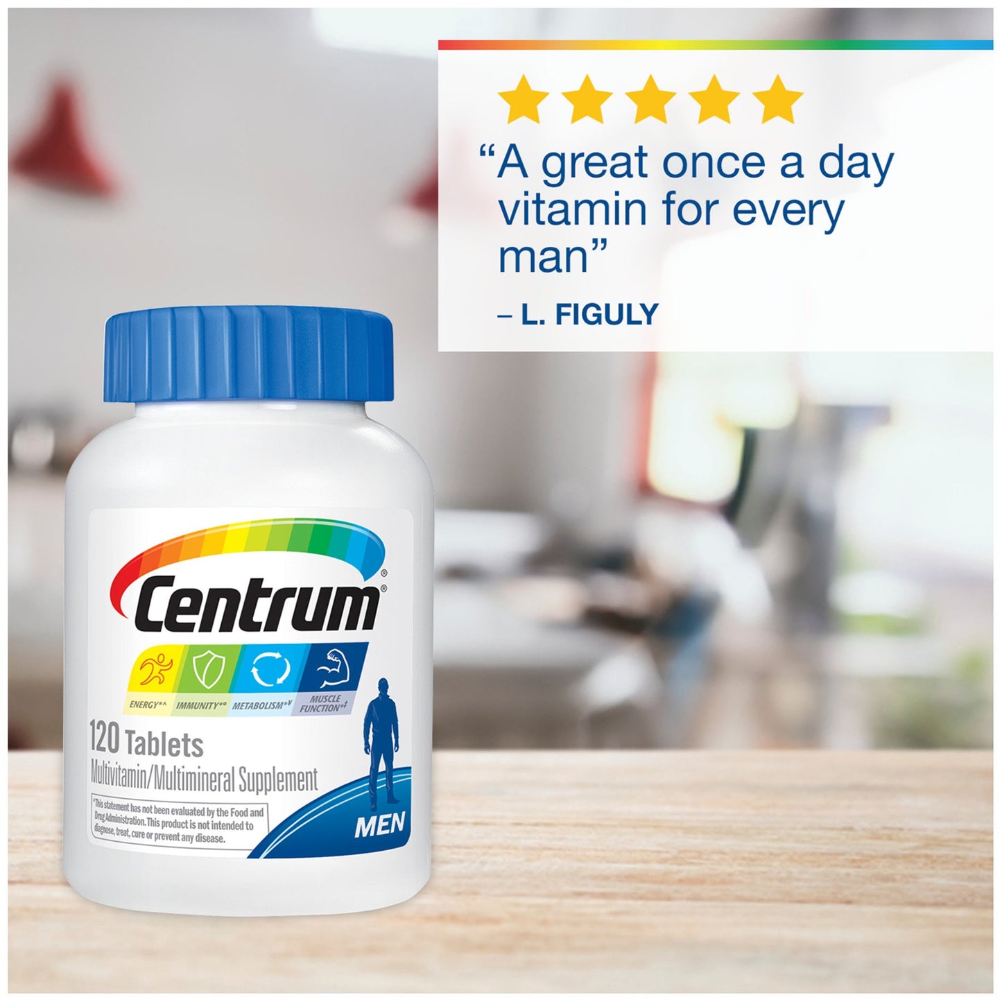 Centrum Multivitamin for Men, Multivitamin/Multimineral Supplement with Vitamin D3, B Vitamins and Antioxidants, Gluten Free, Non-GMO Ingredients