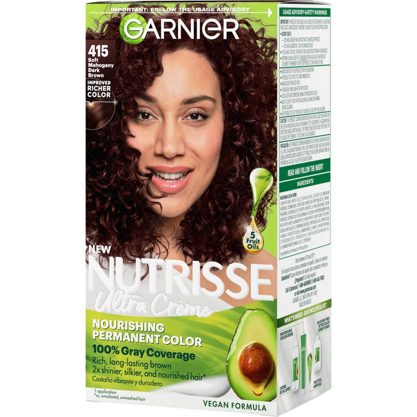 Garnier Nutrisse Nourishing Hair Color Creme - 415 Soft Mahogany Drk Brown (Raspberry Truffle)