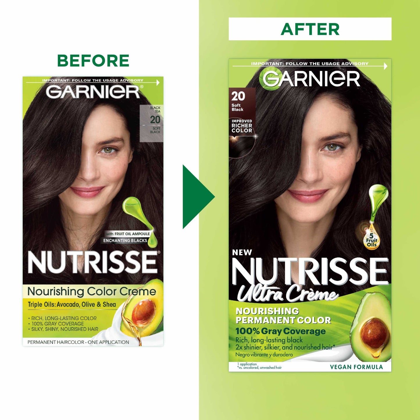 Garnier Nutrisse Nourishing Hair Color Creme - 20 Soft Black (Black Tea)