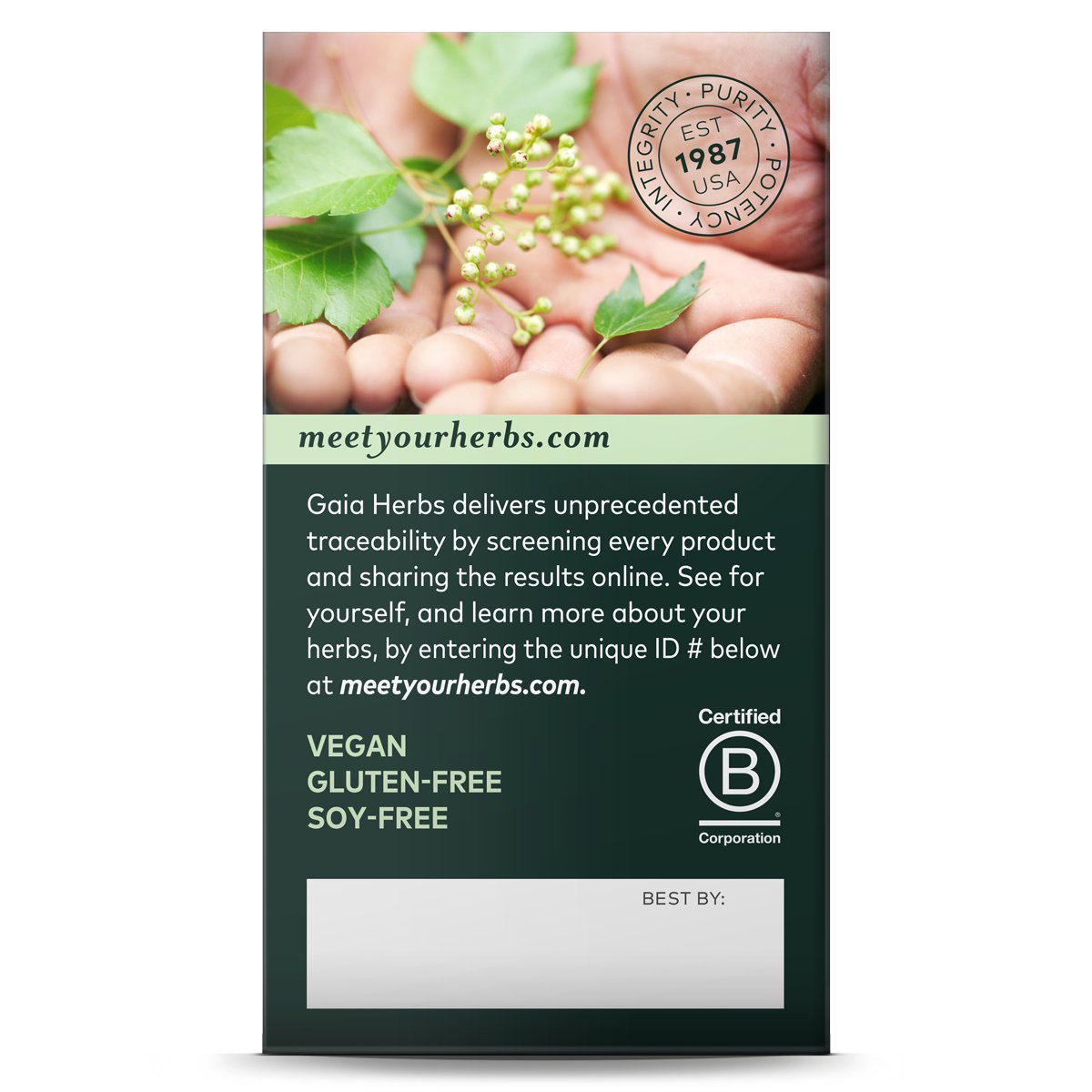 Gaia Herbs Single Herbs Holy Basil Leaf Vegetarian Liquid Phyto-Caps