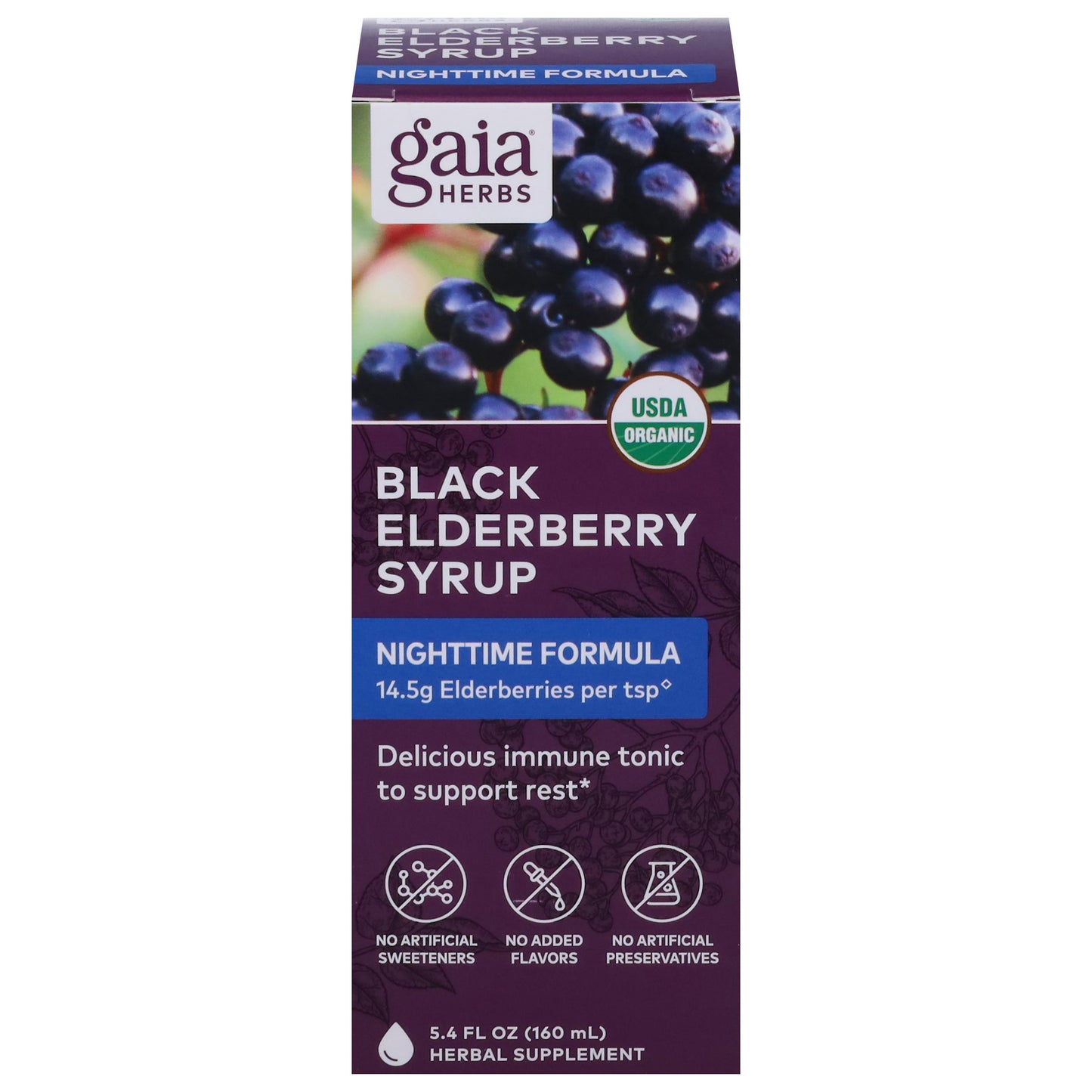 Gaia Herbs Black Elderberry Nighttime Syrup